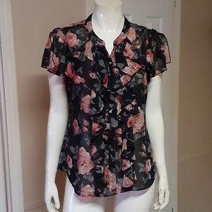 Converse All Star Sheer Floral Ruffly Blouse